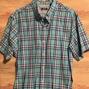 IZOD Short Sleeve Plaid Button down shirt -New - men Size Large